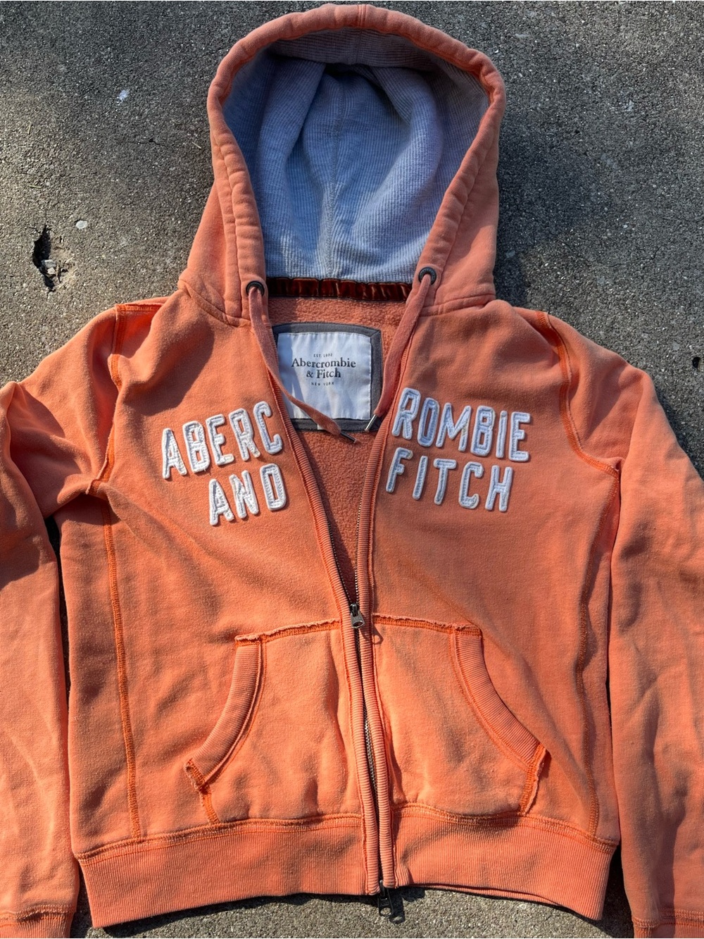 Abercrombie & Fitch Coral-Orange Full-Zip Hoodie